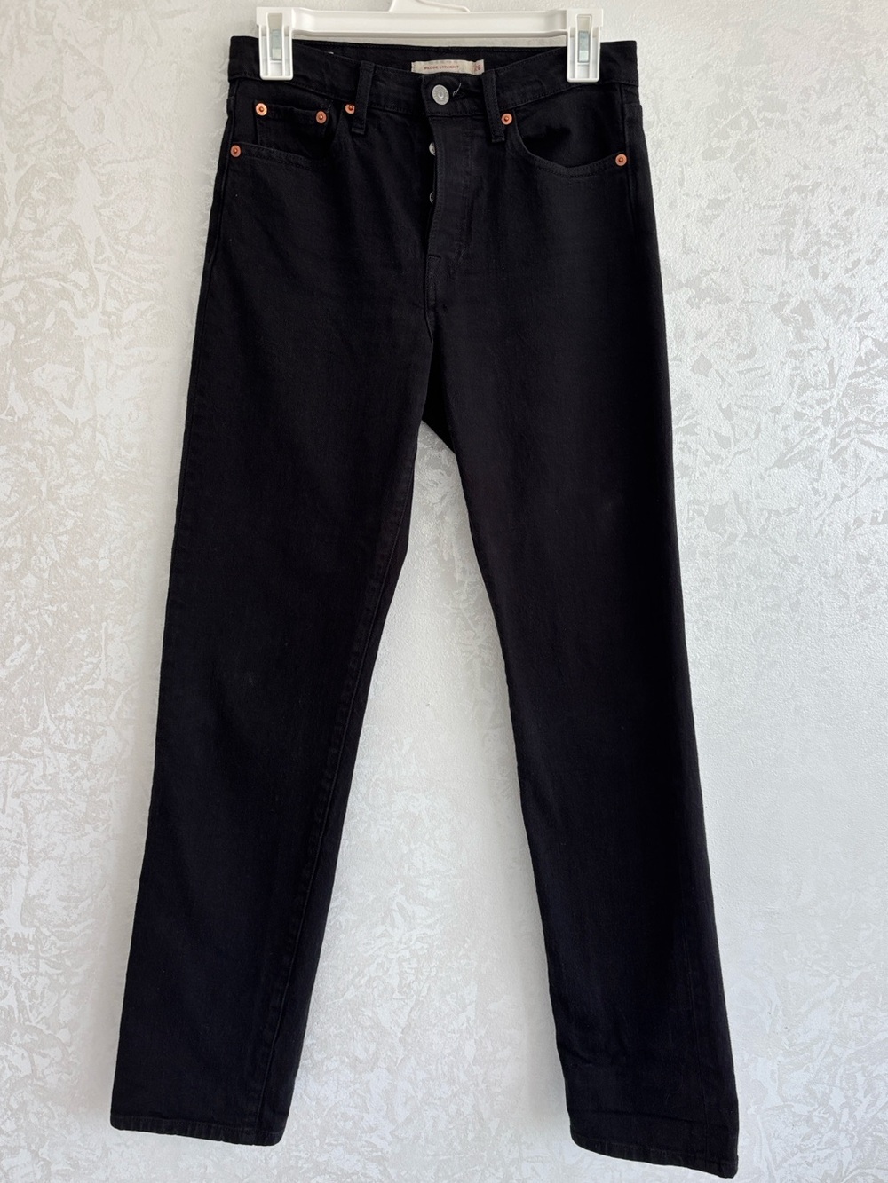 Levi's WEDGIE STRAIGHT ANKLE JEANS black W26 L30 - Picture 2 of 9